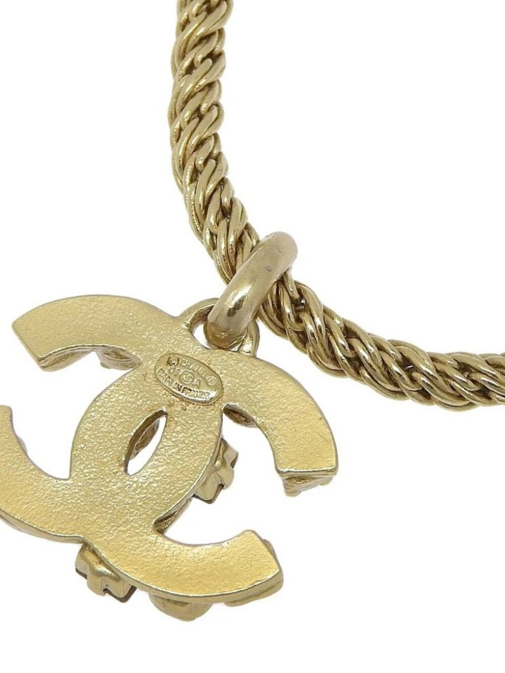 CHANEL Gripoa Necklace COCO Mark Plated Gold/Rhinestone 31g Women - Picture 2 of 6